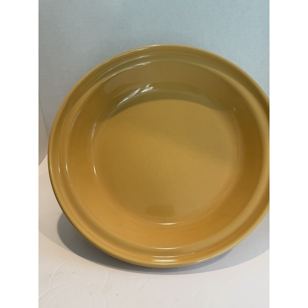 Longenberger Yellow Basket Weave Pie Dish 9.5 Inch Diameter Made In USA Vintage